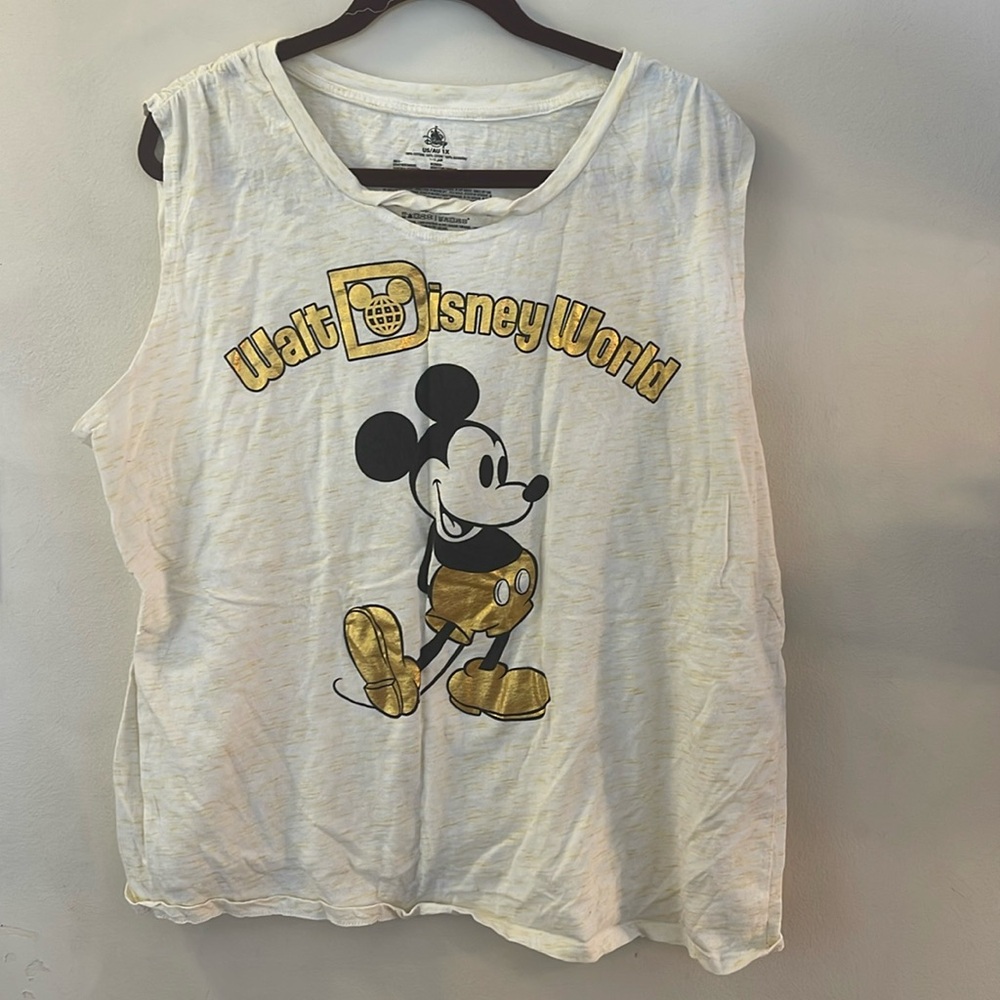 NWT Walt Disney World Mickey Mouse Heather Yellow Gold Muscle Tank Top Sz 1x